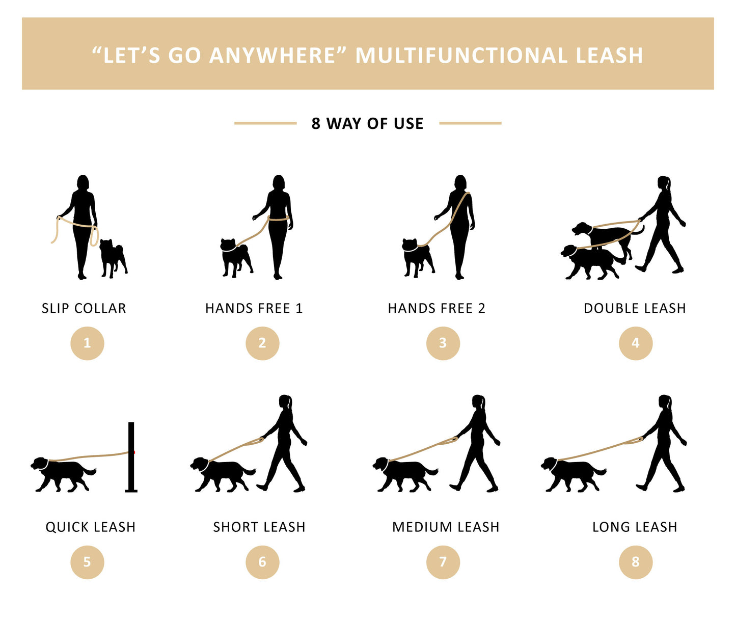 “Let’s Go Anywhere” PVC Dog Leash - Nude