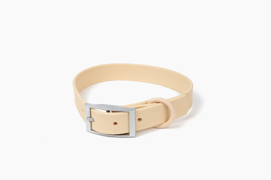 “Let’s Go Anywhere” PVC Dog Collar - Nude